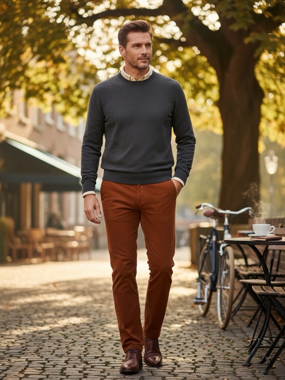 Men’s Hiltl Chino Pants Trousers Size 34x26 Orange 100% Cotton